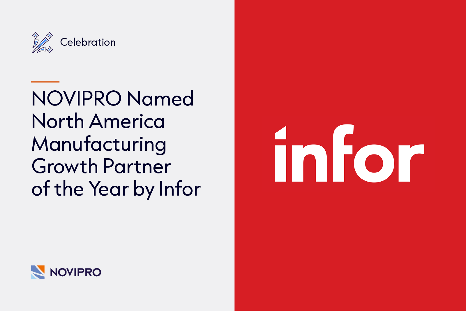NOVIPRO ERP team recognized by Infor for dedication to providing unparalleled service to North American manufacturers. They win the 2022-2023 Growth Partner Award at the Infor CloudSuite Industrial SUN 2024 user group event.