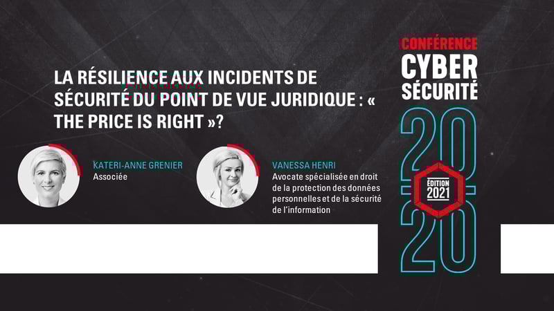 La résilience aux incidents de sécurité du point de vue juridique : « The Price is Right »?
